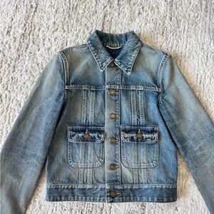 Saint Laurent Washed Denim Jacket Distressed Finish